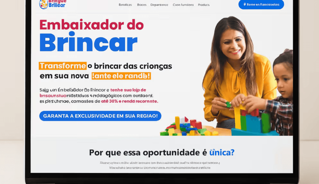 Landing page Brinque Brinque — programa Embaixador do Brincar
